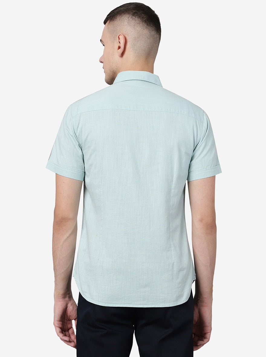 Eggshell Blue Solid Slim Fit Casual Shirt | Greenfibre