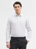 White & Grey Checked Regular Fit Formal Shirt | Greenfibre