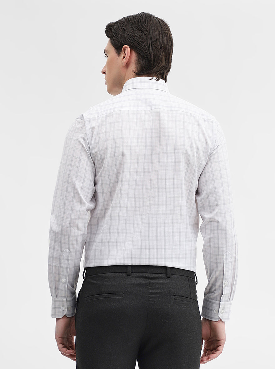 White & Grey Checked Regular Fit Formal Shirt | Greenfibre