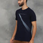 Navy Blue Printed Slim Fit T-Shirt | GreenFibre