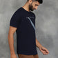 Navy Blue Printed Slim Fit T-Shirt | GreenFibre