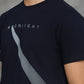 Navy Blue Printed Slim Fit T-Shirt | GreenFibre