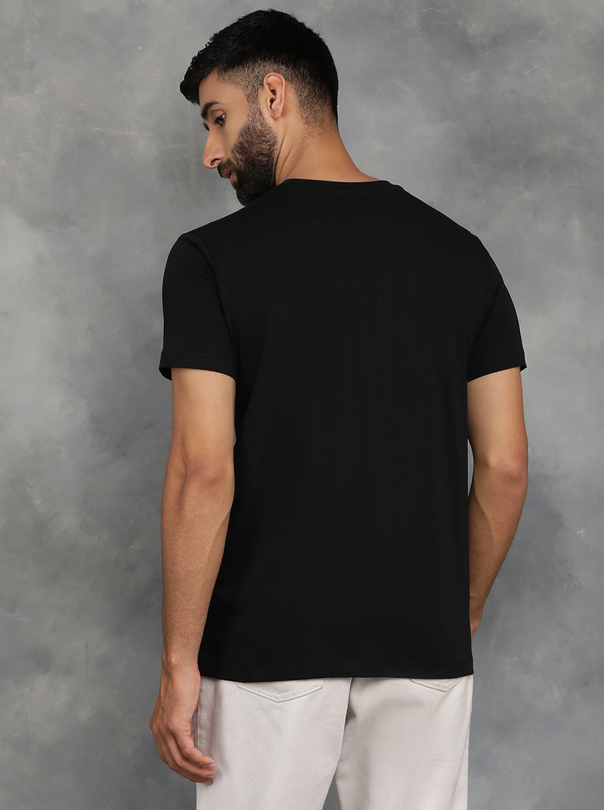 Black Printed Slim Fit T-Shirt | GreenFibre