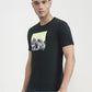 Bottle Green Printed Slim Fit T-Shirt | Greenfibre