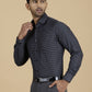 Dark Grey Checked Slim Fit Formal Shirt | Greenfibre