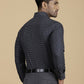 Dark Grey Checked Slim Fit Formal Shirt | Greenfibre