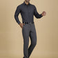 Dark Grey Checked Slim Fit Formal Shirt | Greenfibre