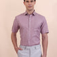 Carrot Pink Checked Regular Fit Formal Shirt | Greenfibre