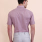 Carrot Pink Checked Regular Fit Formal Shirt | Greenfibre