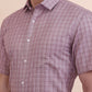 Carrot Pink Checked Regular Fit Formal Shirt | Greenfibre