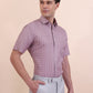Carrot Pink Checked Regular Fit Formal Shirt | Greenfibre
