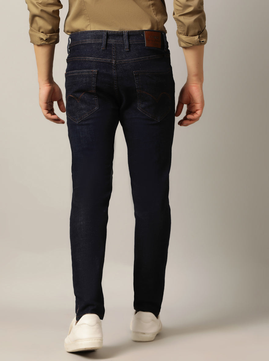 Tinted Deep Blue Washed Slim Fit Jeans | JadeBlue