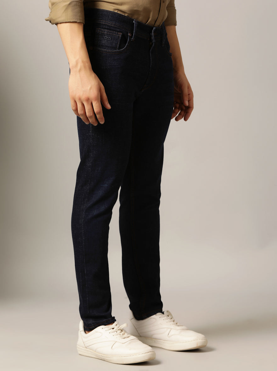 Tinted Deep Blue Washed Slim Fit Jeans | JadeBlue
