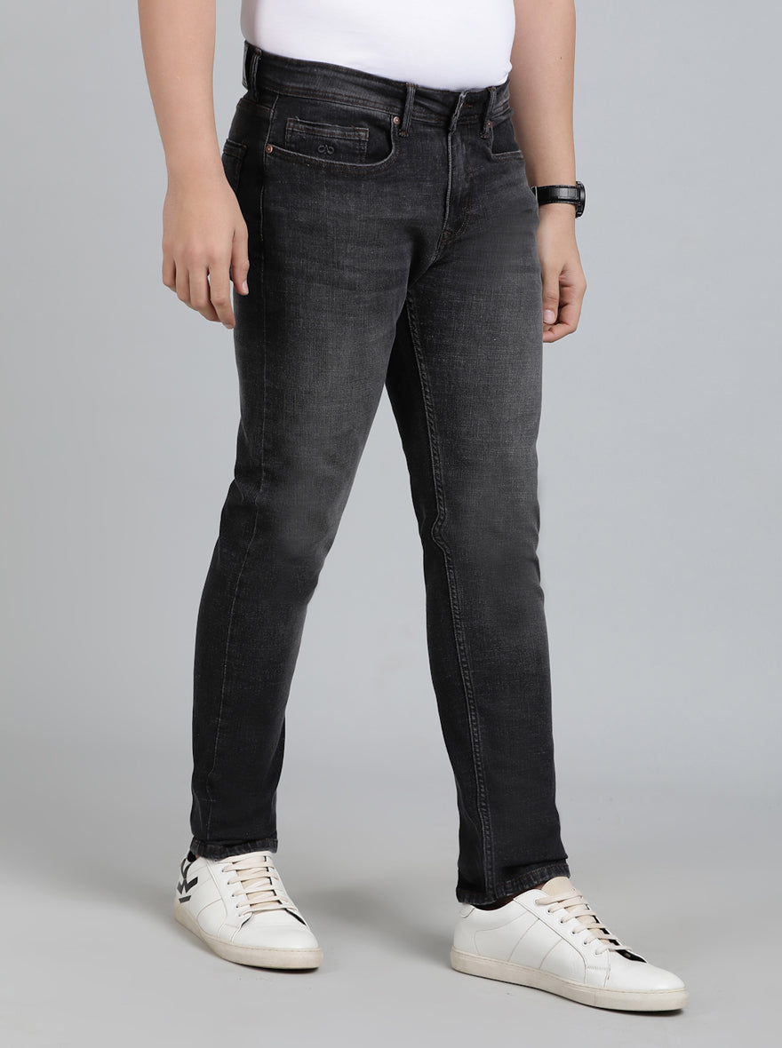 Dark Grey Washed Straight Fit Jeans | JadeBlue