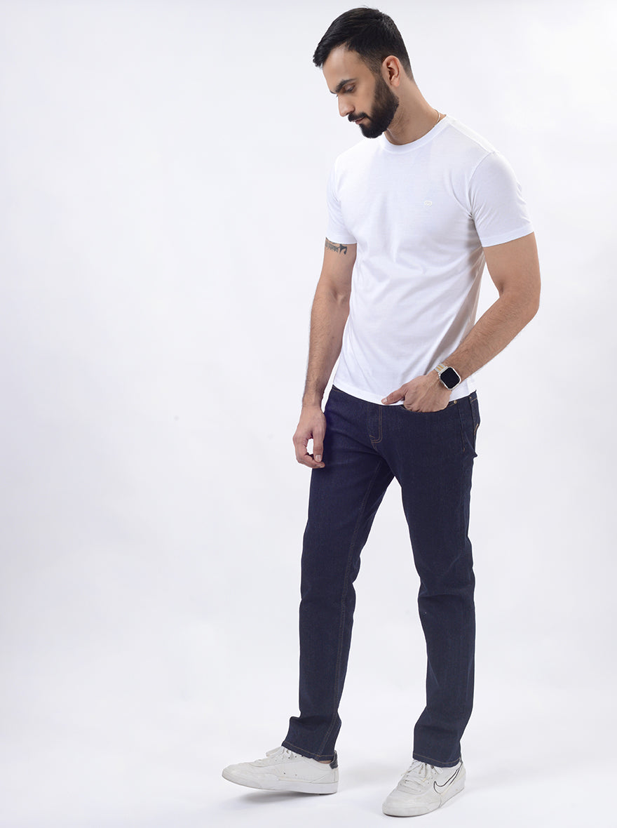 Raw Blue Washed Straight Fit Jeans | JadeBlue