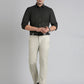 Beige Solid Slim Fit Formal Trouser | Greenfibre