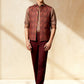 Maroon Printed Waistcoat | Greenfibre