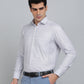 Light Grey Checked Slim Fit Formal Shirt | Greenfibre