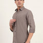 Light Brown Printed Slim Fit Semi Casual Shirt | Greenfibre