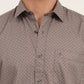 Light Brown Printed Slim Fit Semi Casual Shirt | Greenfibre