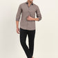 Light Brown Printed Slim Fit Semi Casual Shirt | Greenfibre