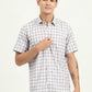 Grey & Peach Checked Slim Fit Semi Casual Shirt | Greenfibre