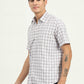 Grey & Peach Checked Slim Fit Semi Casual Shirt | Greenfibre