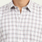 Grey & Peach Checked Slim Fit Semi Casual Shirt | Greenfibre