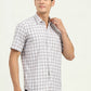 Grey & Peach Checked Slim Fit Semi Casual Shirt | Greenfibre