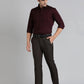 Brown Solid Slim Fit Formal Trouser | Greenfibre