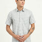 Grey & Green Checked Slim Fit Semi Casual Shirt | Greenfibre