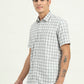 Grey & Green Checked Slim Fit Semi Casual Shirt | Greenfibre