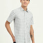 Grey & Green Checked Slim Fit Semi Casual Shirt | Greenfibre