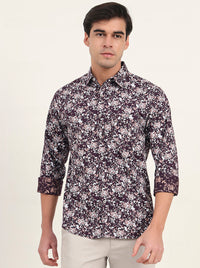 Wine Printed Slim Fit Casual Shirt | Greenfibre