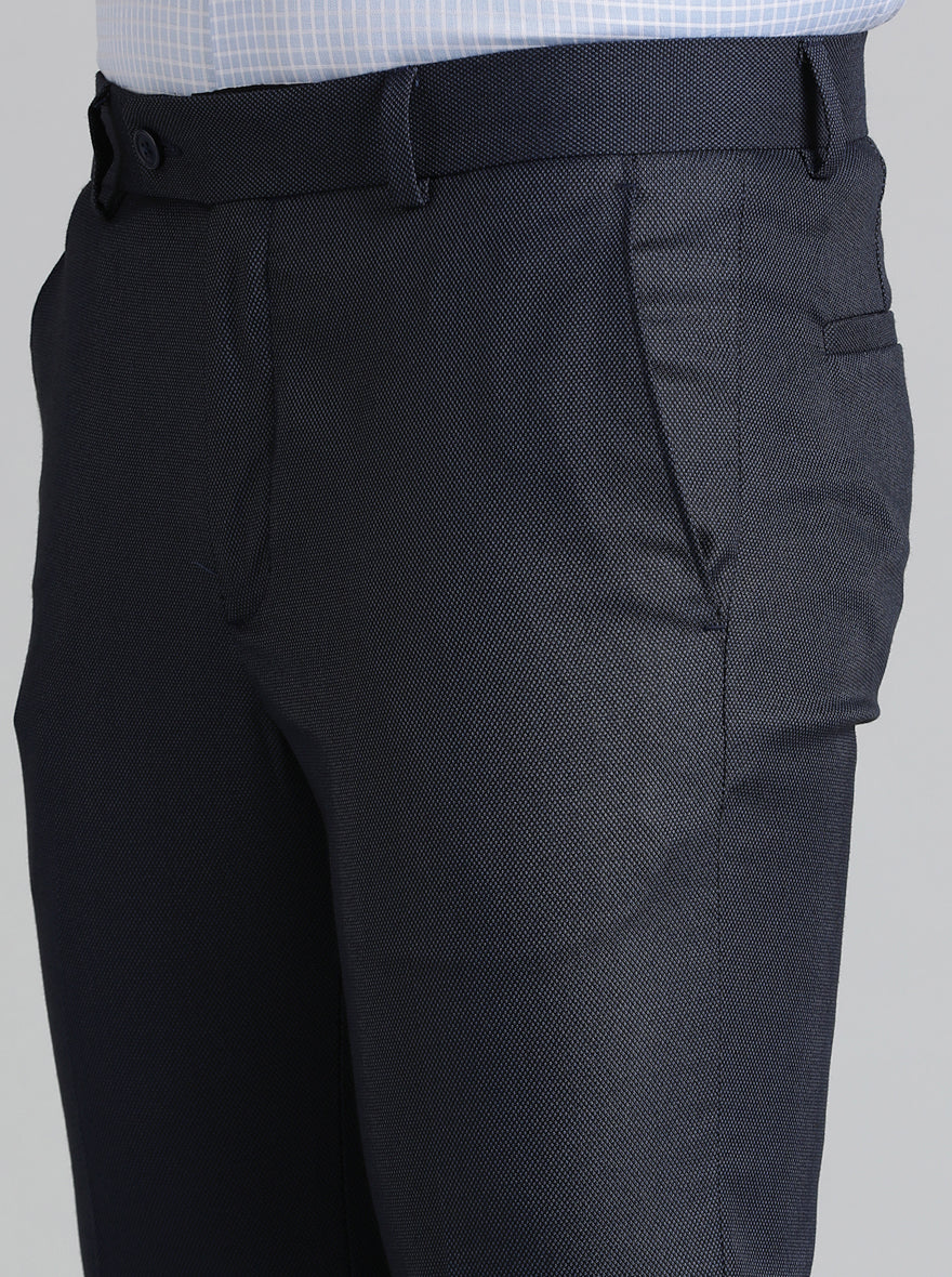 Blue Solid Slim Fit Formal Trouser | Greenfibre