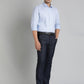 Blue Solid Slim Fit Formal Trouser | Greenfibre