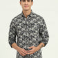 Dark Green Printed Slim Fit Casual Shirt | Greenfibre