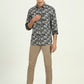 Dark Green Printed Slim Fit Casual Shirt | Greenfibre