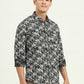 Dark Green Printed Slim Fit Casual Shirt | Greenfibre