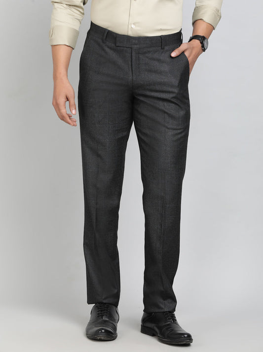 Black Solid Slim Fit Formal Trouser | Greenfibre