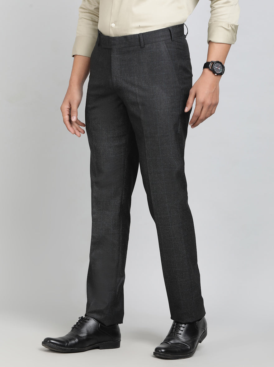 Black Solid Slim Fit Formal Trouser | Greenfibre