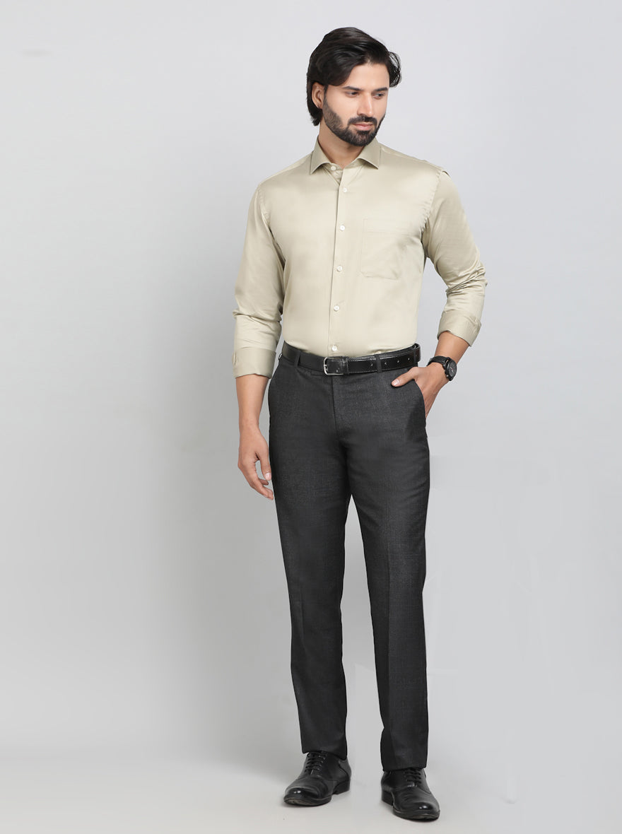 Black Solid Slim Fit Formal Trouser | Greenfibre