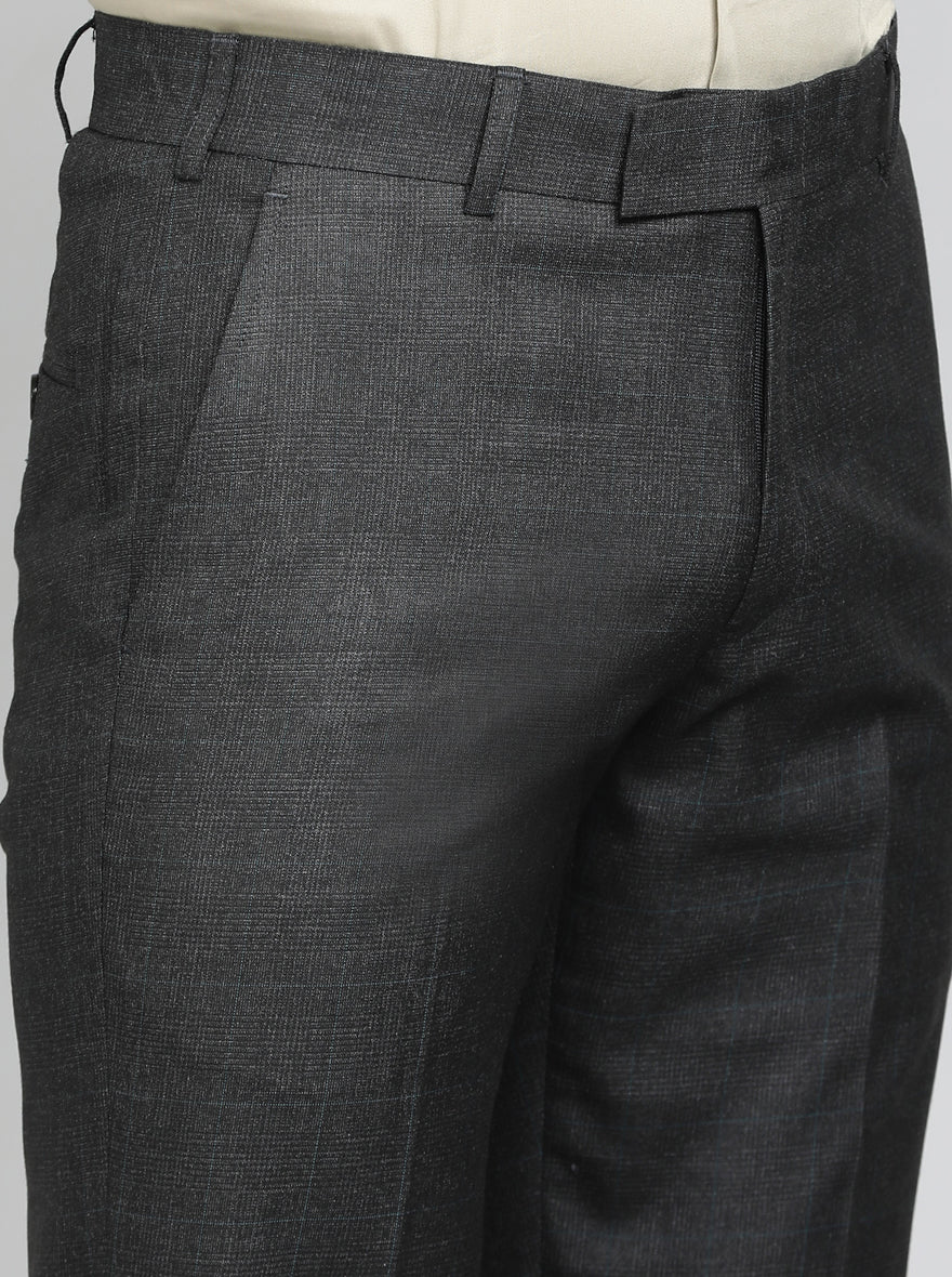 Black Solid Slim Fit Formal Trouser | Greenfibre