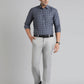 Light Grey Solid Slim Fit Formal Trouser | Greenfibre