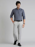 Light Grey Solid Slim Fit Formal Trouser | Greenfibre