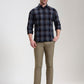 Dark Blue Checked Slim Fit Casual Shirt | Greenfibre