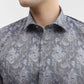 Grey Printed Slim Fit Party Wear Shirt | Greenfibre