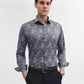 Grey Printed Slim Fit Party Wear Shirt | Greenfibre