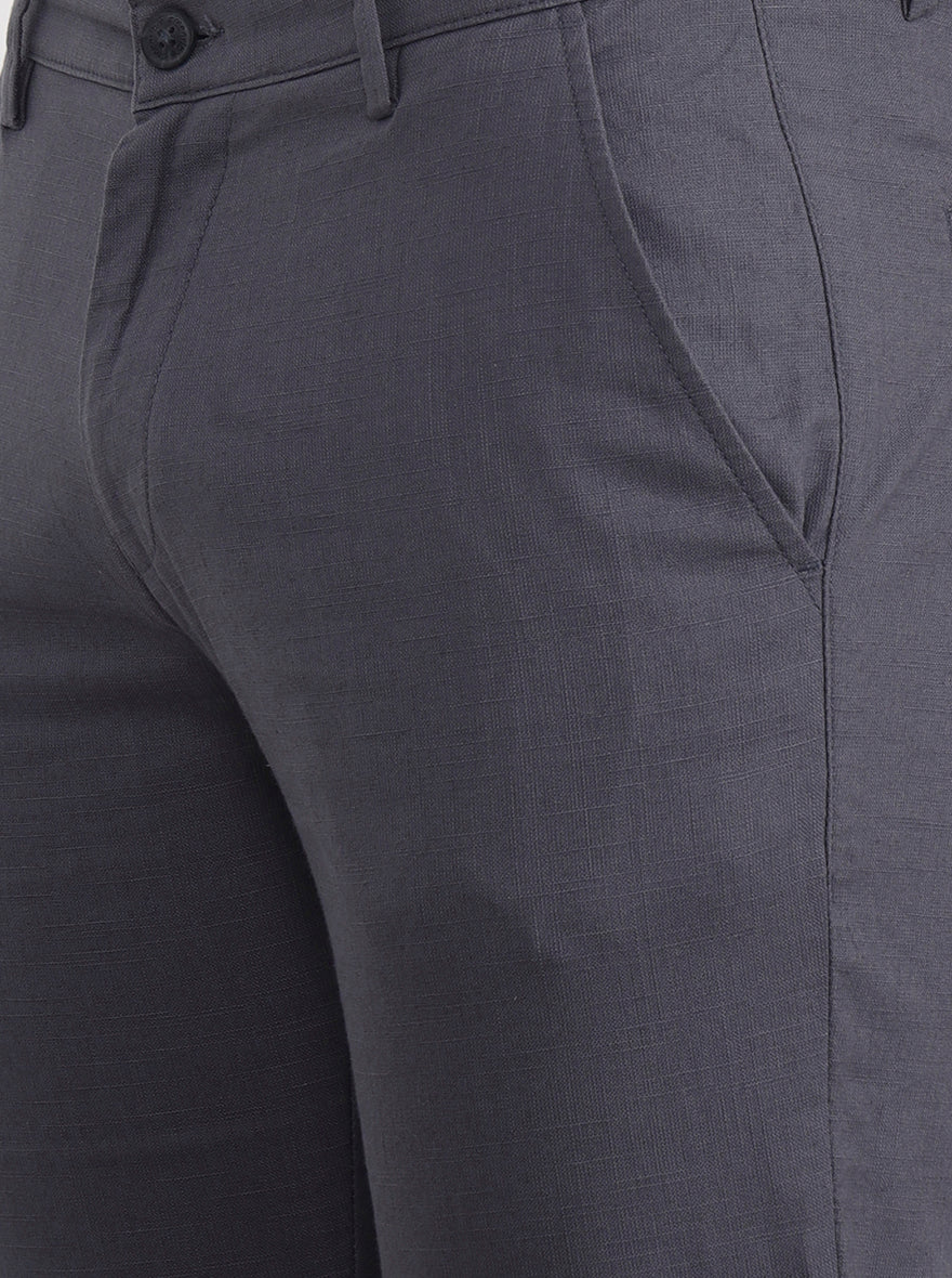 Dark Grey Solid Super Slim Fit Casual Trouser | Greenfibre