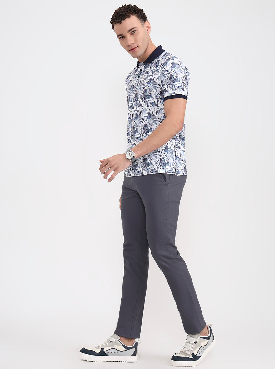 Dark Grey Solid Super Slim Fit Casual Trouser | Greenfibre